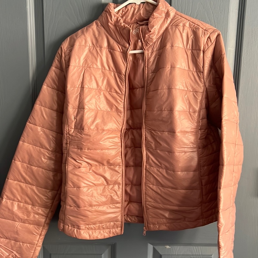 Pink puffer jacket; Brand: Ambiance; Size: Large